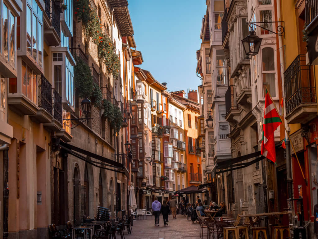 Colourful streets in Vitoria Gasteiz Spain