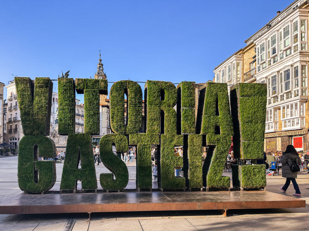 Grass sculpture in Vitoria-Gasteiz in Spaniah Basque Country