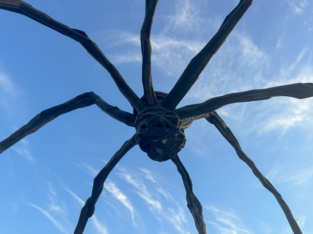 View from underneath Maman sculpture in Bilbao Spain