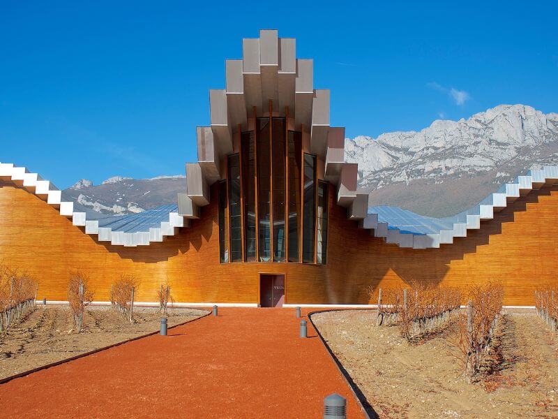 Exterior of Ysios winery in Basque Country