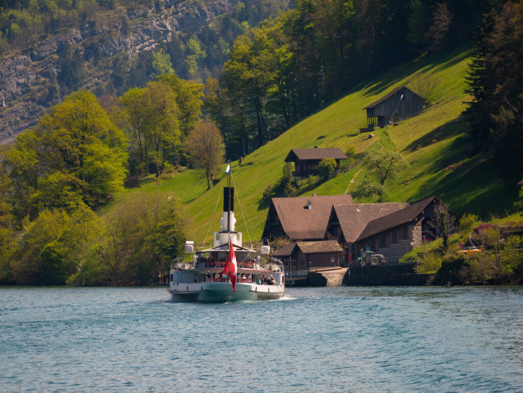 Traditional steamboat on Lake Lucerne.