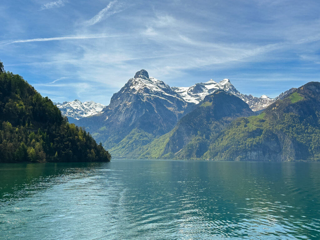 Snowcapped mountains around Lake Lucerne