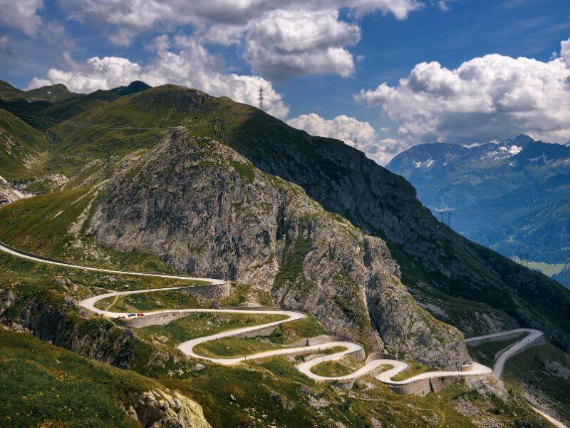 Switzerland's longest street monument Tremola Road on the Gotthard Pass