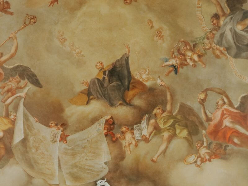 Colourful fresco on the ceiling of St. Gallen Cathedral