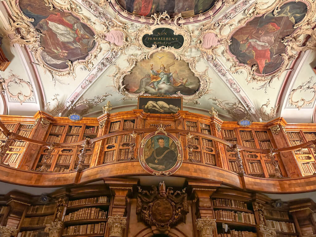 Fresco ceiling in Abbey Library in St. Gallen Switzerland