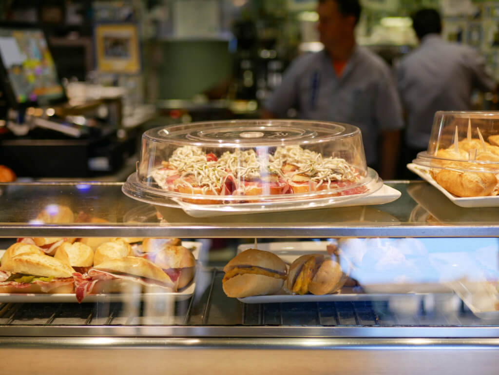 Counter with pintxos in a restaurant in Bilbao