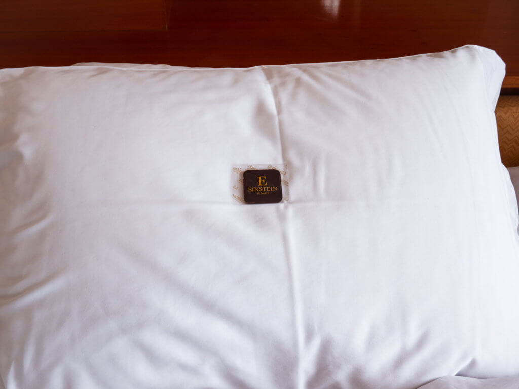 Chocolate on a hotel pillow