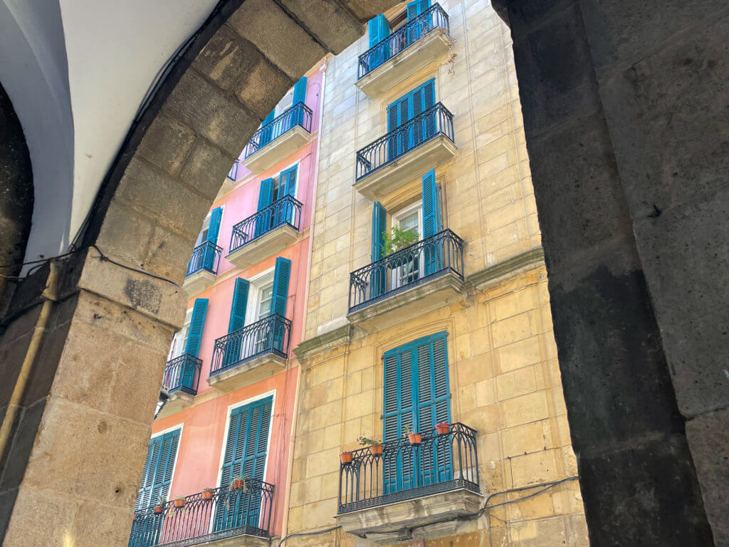 Colourful buildings in Bilbao old town