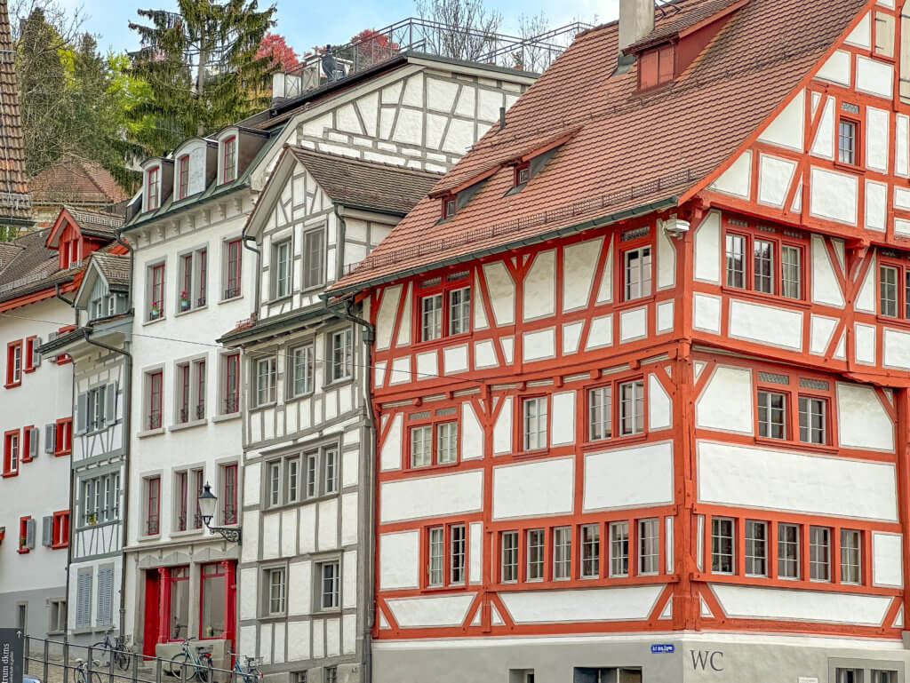 Wooden timber framed houses in St Gallen