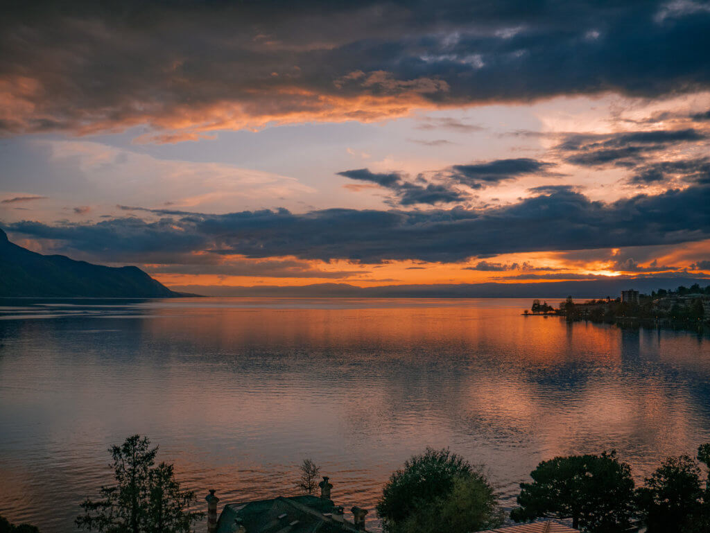 Sunset at Montreux in Switzerland