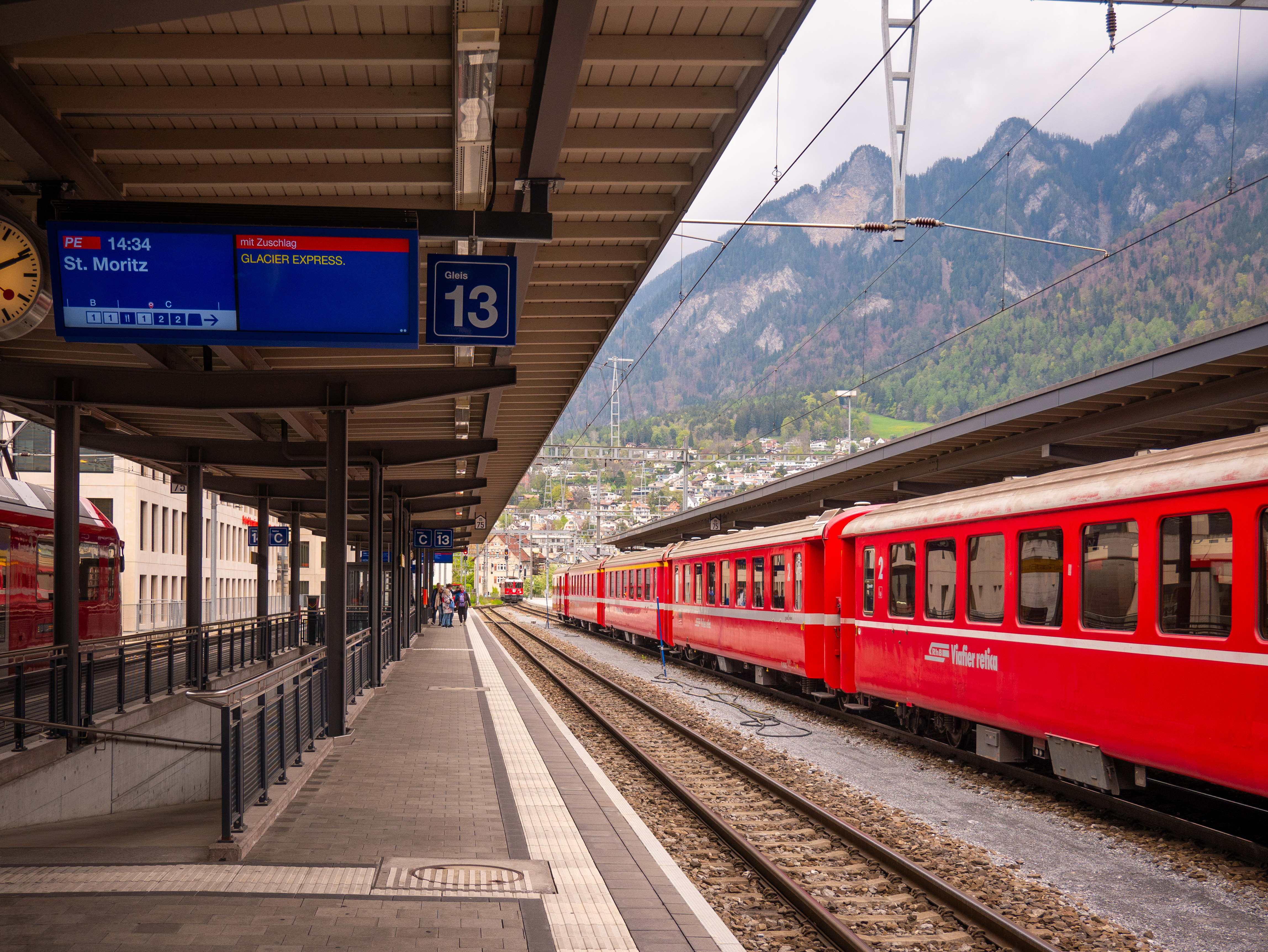 Train stopped at a train station in Switzerland
