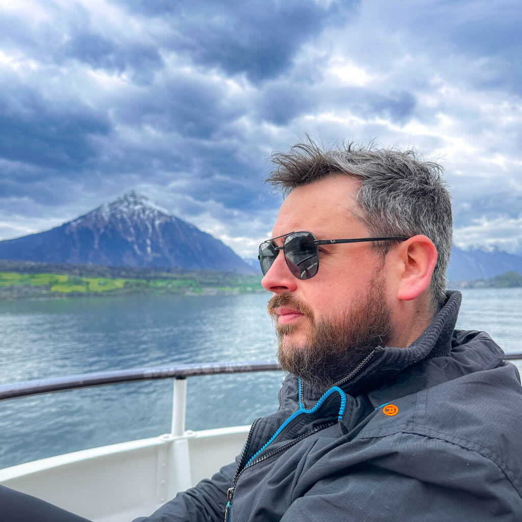 Ronan on a boat trip on Lake Thun using the Swiss Travel Pass