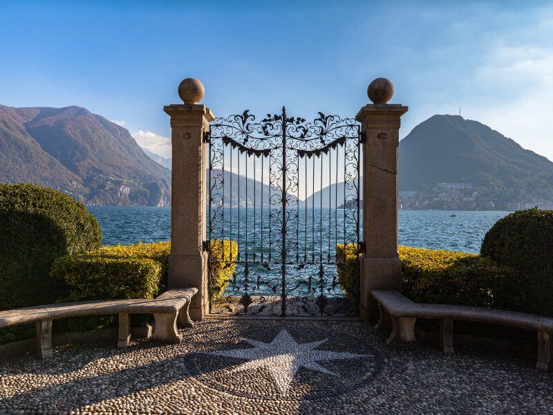 Gates at Parco Civico Ciani in Lugano. One of the best things to do in Lugano Switzerland.