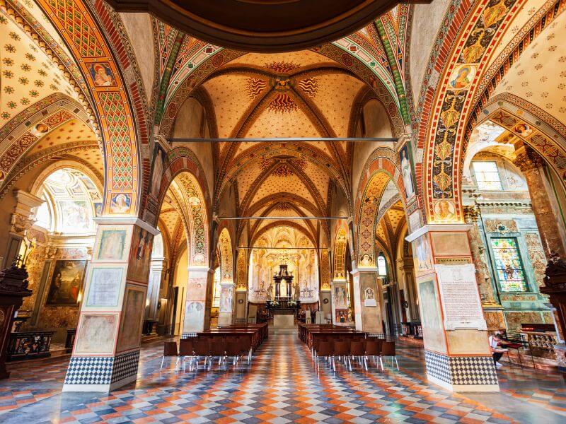 Interior of San Lorenzo Cathedral in Lugano Switzerland.