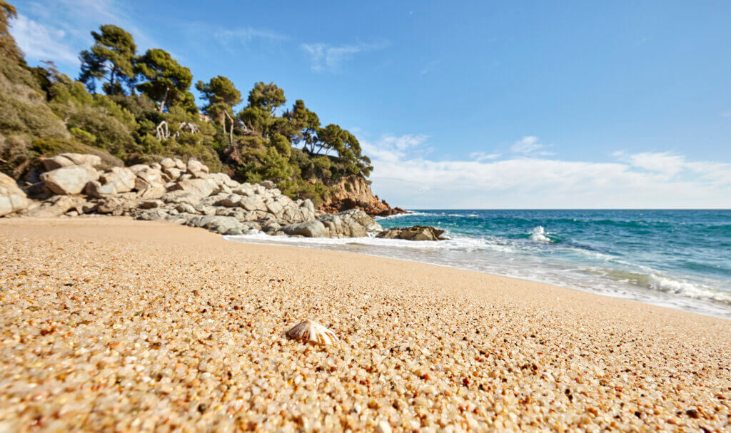Coarse sandy beach in Lloret de Mar Catalonia