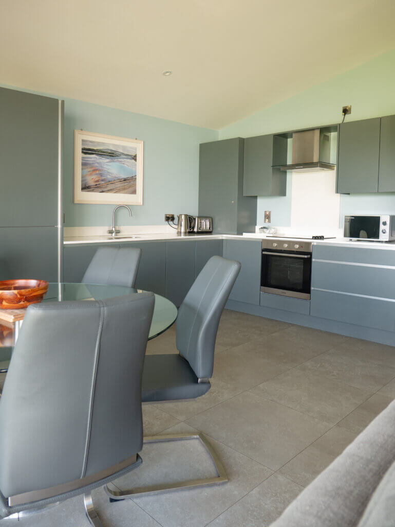 Kitchen and living room at Mullans Bay in Fermanagh Northern Ireland.