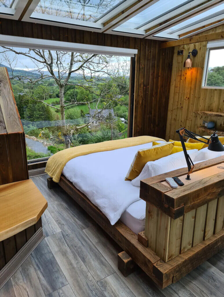 Bedroom at Balance Treehouse in Northern Ireland.