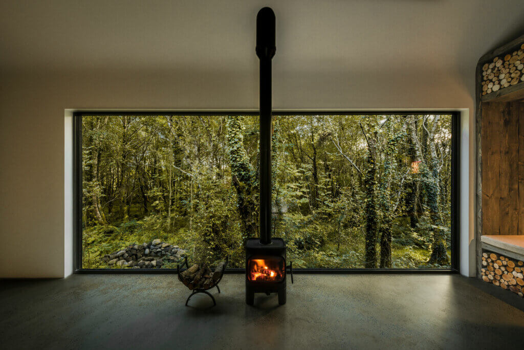 Wood fire stove in Finn lough Northern Ireland