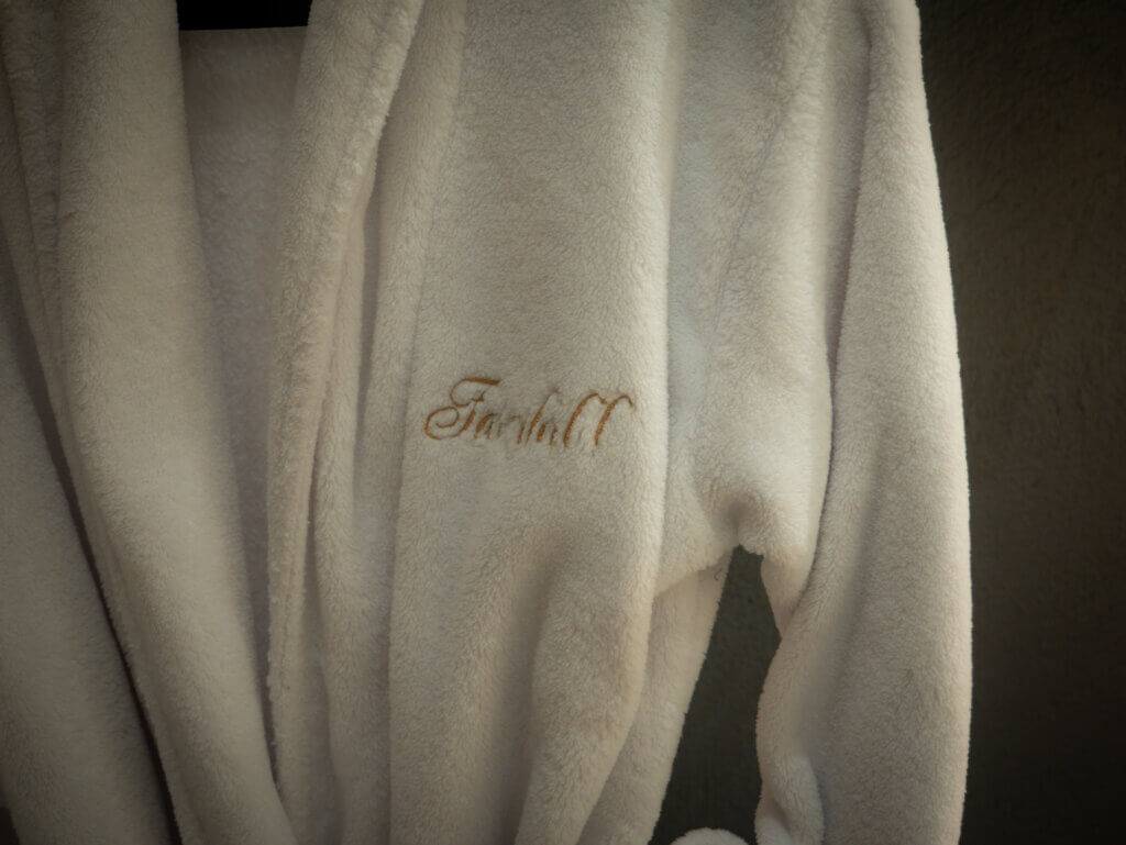 Soft white bathrobe in Fairyhill cottage in Northern Ireland