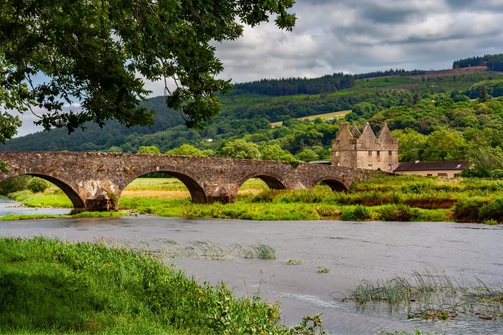 Medieval bridge crossing the River Suir in the Tipperary countryside.