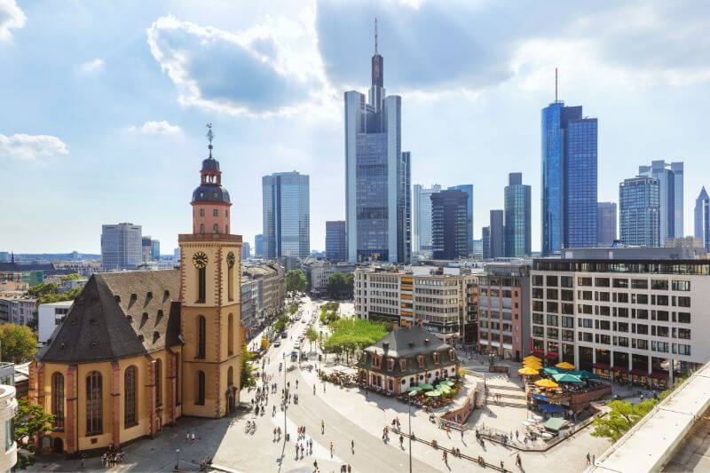 Skyline of Frankfurt city centre.