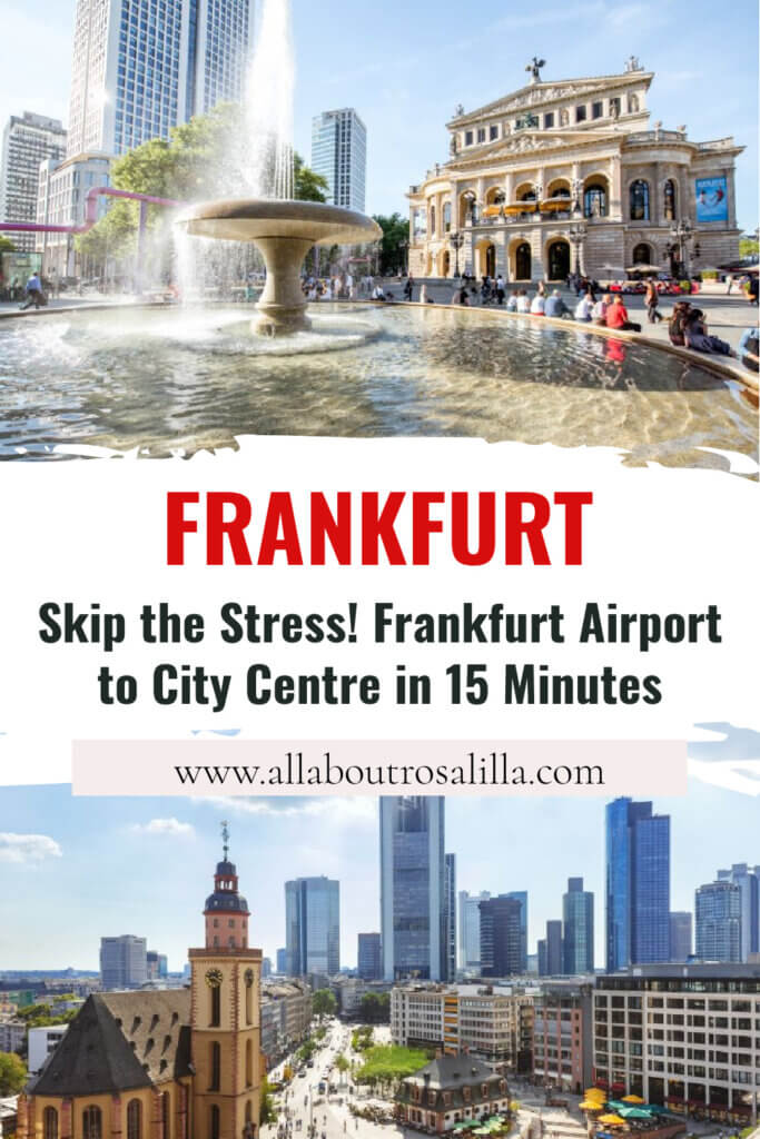 Images of Frankfurt city centre with text overlay Skip the Stress! Frankfurt Airport to City Centre in 15 Minutes