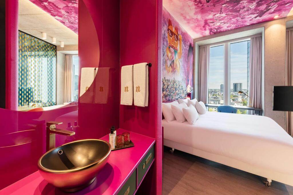 Colourful and vibrant room at nhow Frankfurt Boutique Hotel