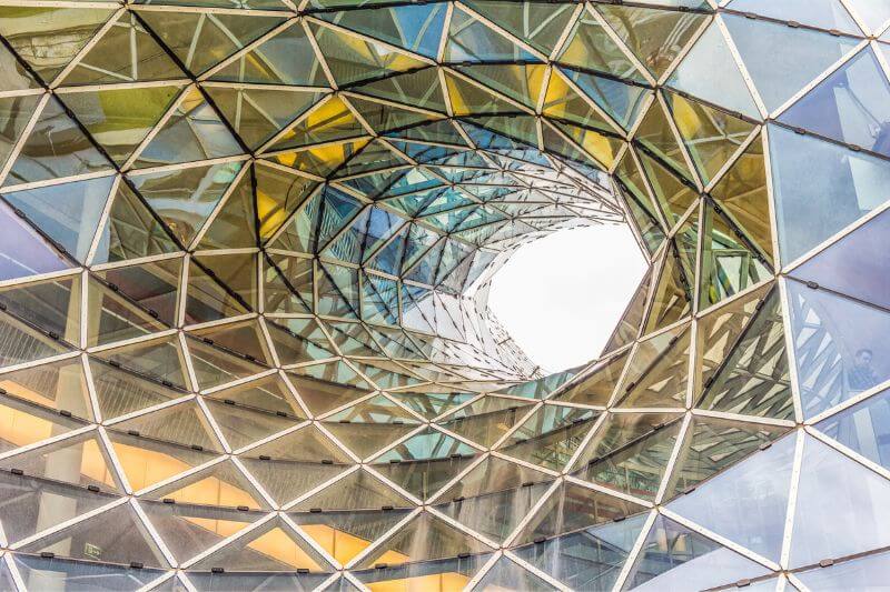 MyZeil shopping mall in Frankfurt with its stunning glass façade and modern architecture.