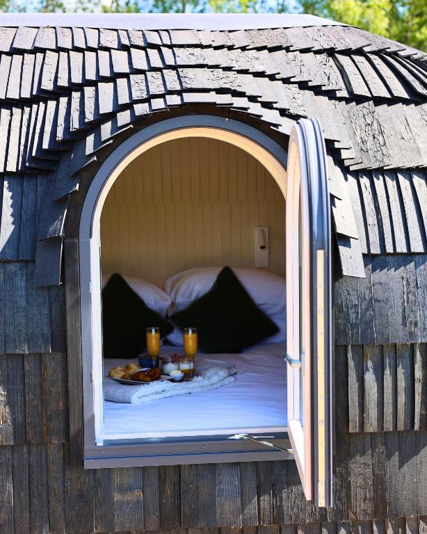 View through the window of a luxury cabin in Ireland